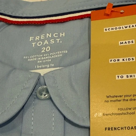 French toast short sleeve modern Peter Pan collar blouse in light blue size 20. - Picture 5 of 5